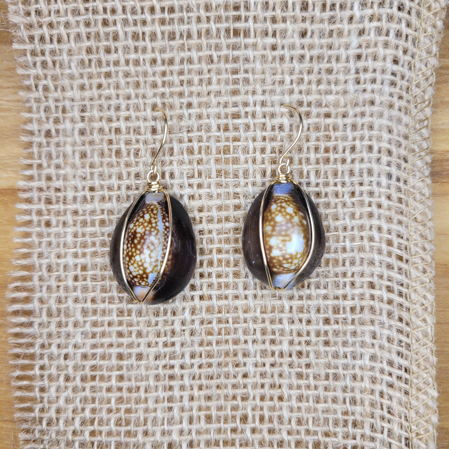 Gold Cowrie Dangle Earrings