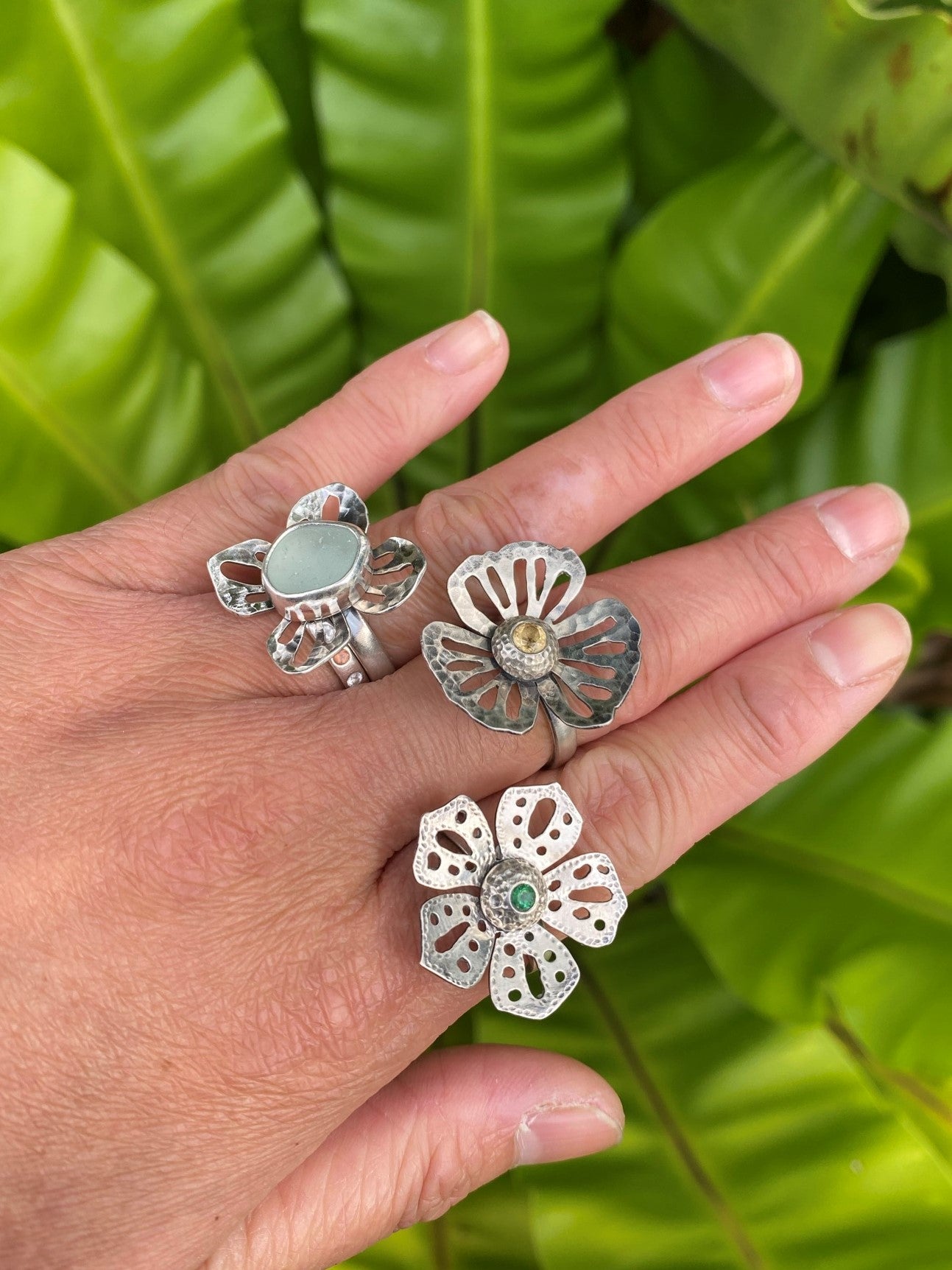Statement Flower Ring with Gemstone