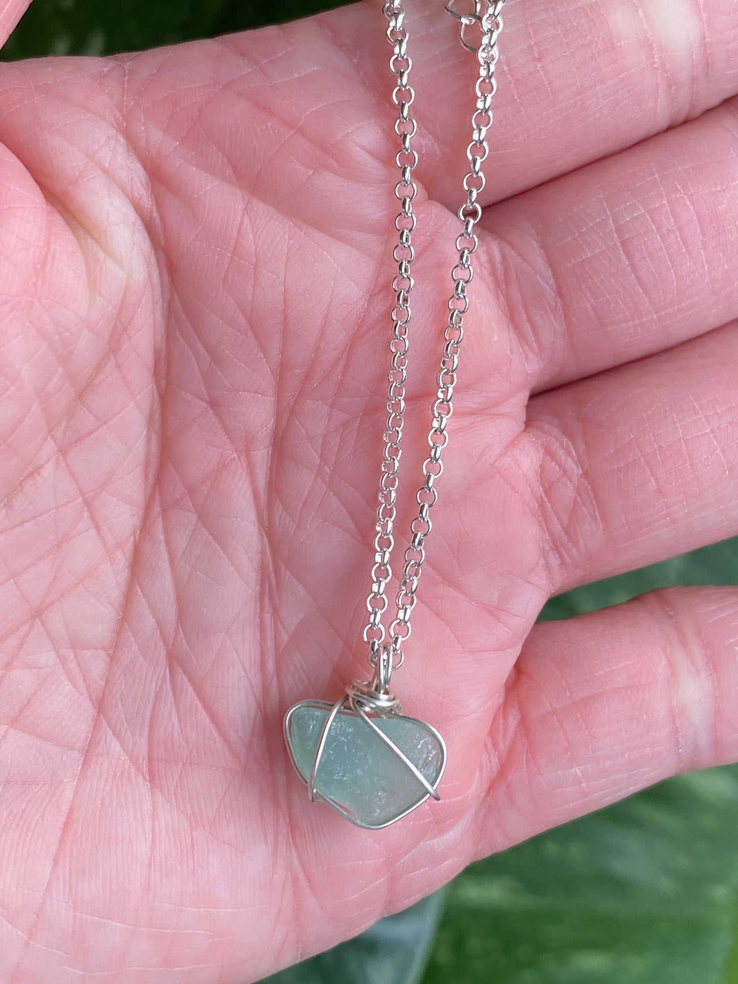 Silver Wire Wrapped Seaglass Anklets