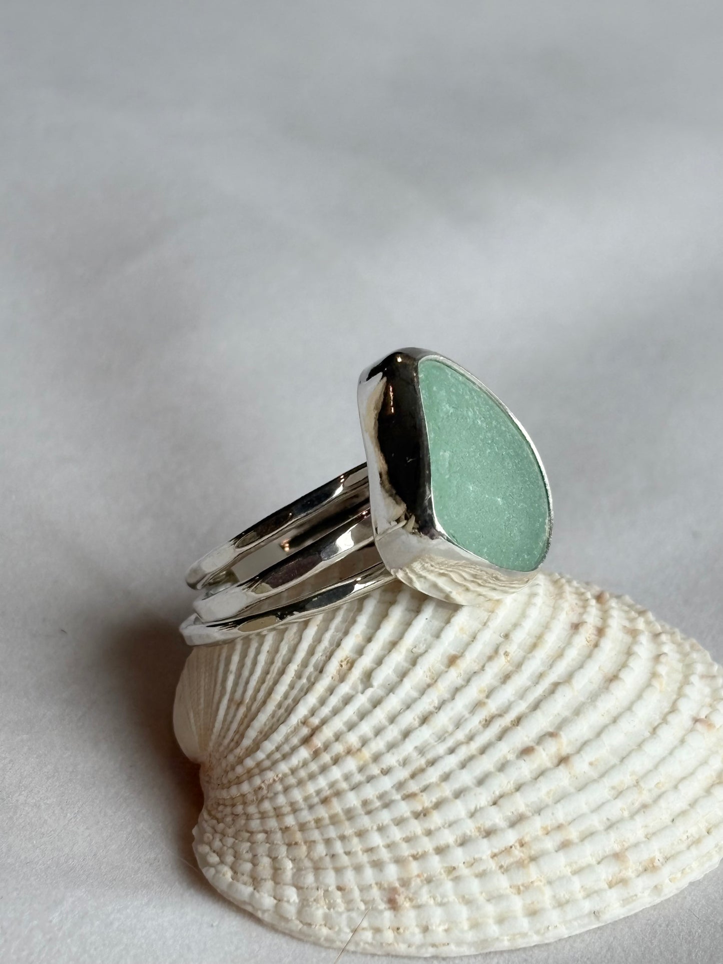 Seafoam Sea Glass Stacker Rings