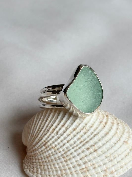 Seafoam Sea Glass Stacker Rings