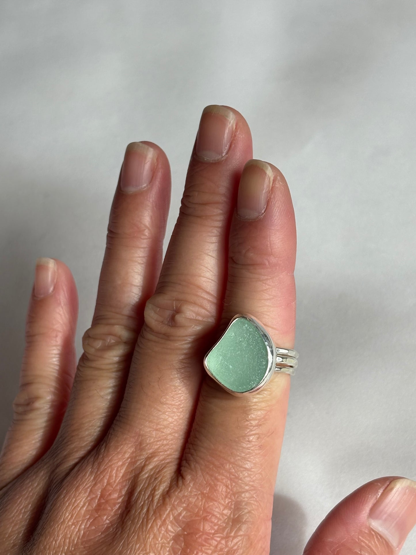 Seafoam Sea Glass Stacker Rings