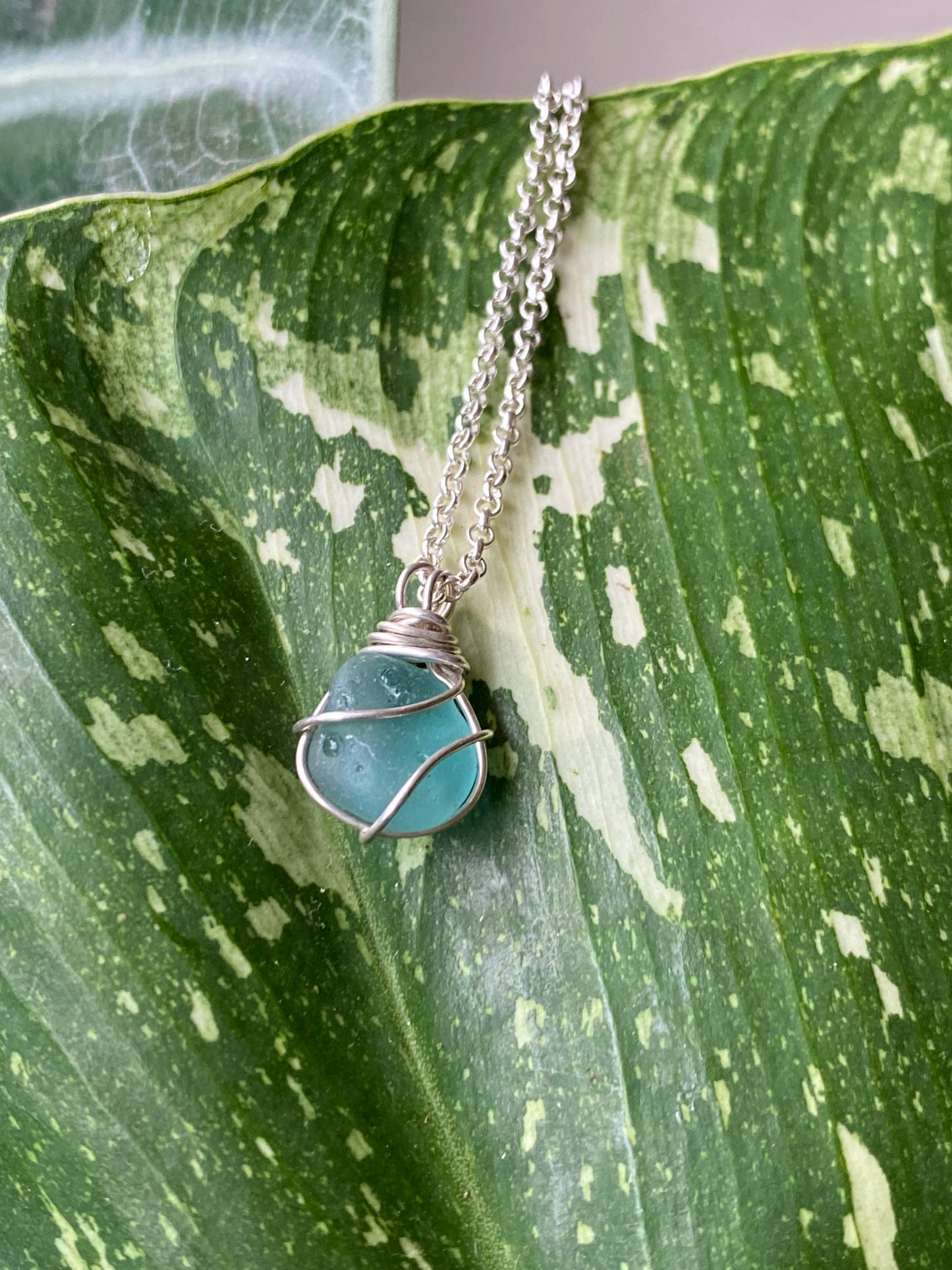 Silver Wire Wrapped Seaglass Anklets