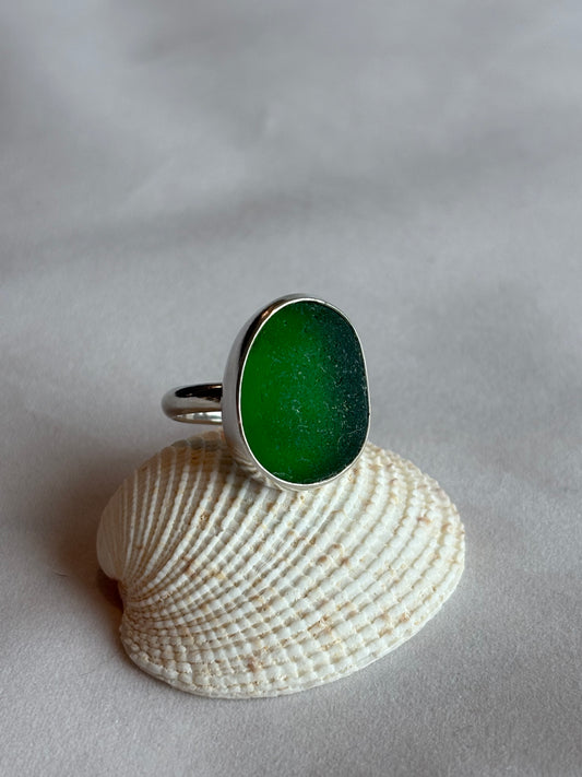 Kelly Green Sea Glass Ring