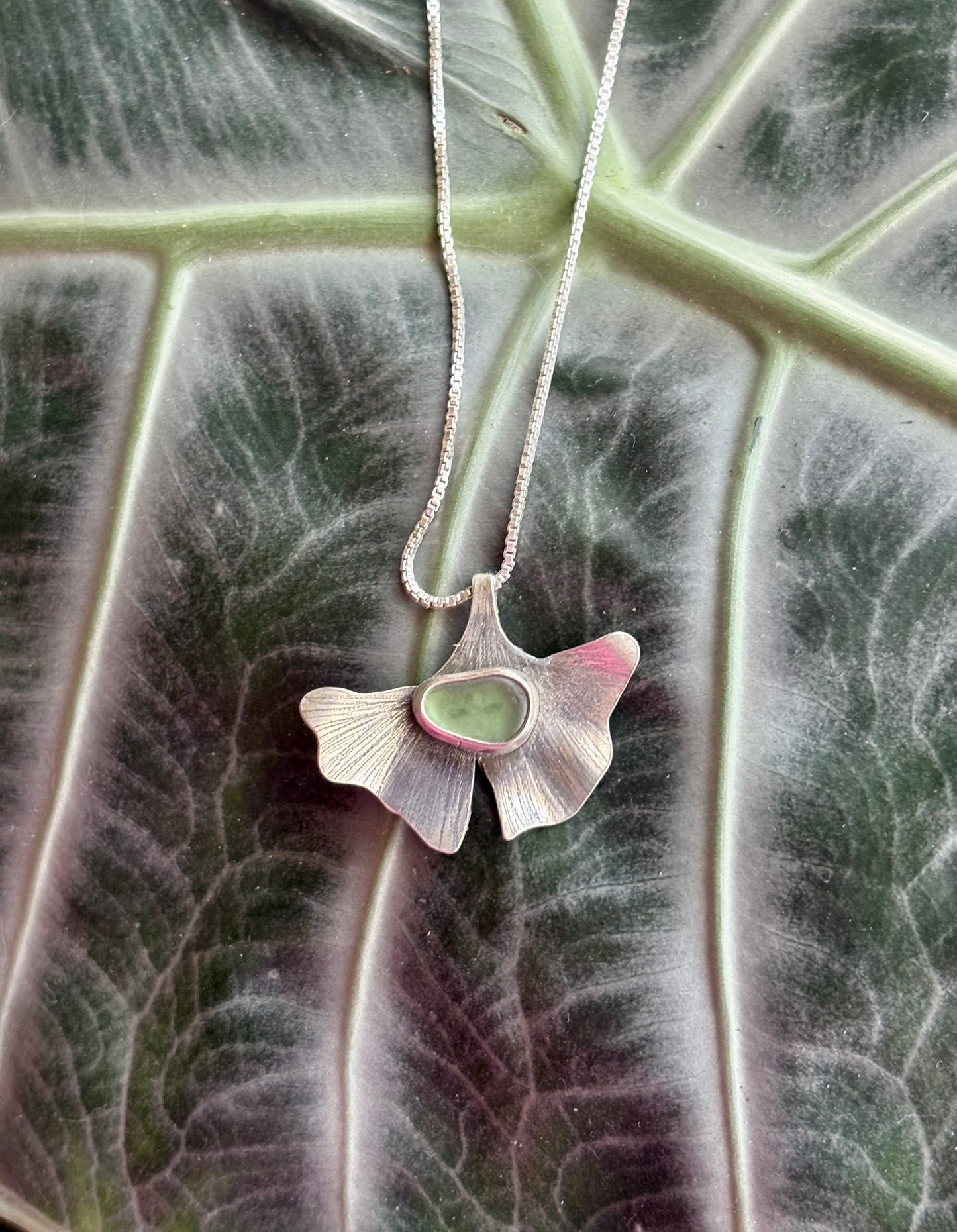 Ginkgo Seaglass Necklace