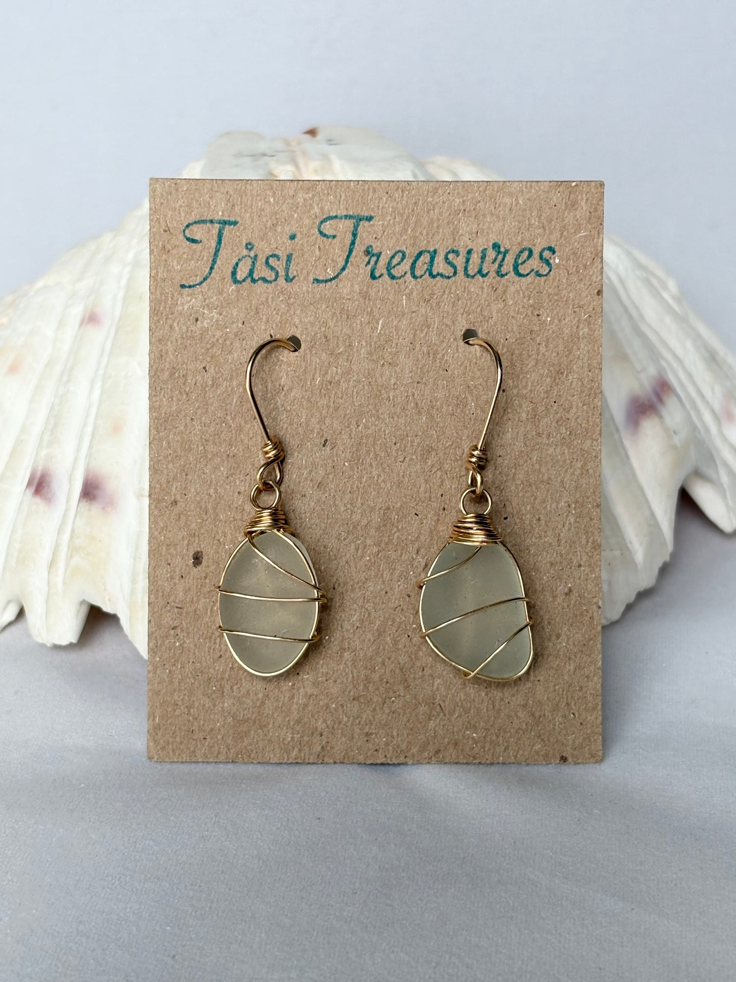 White Sea Glass Earrings