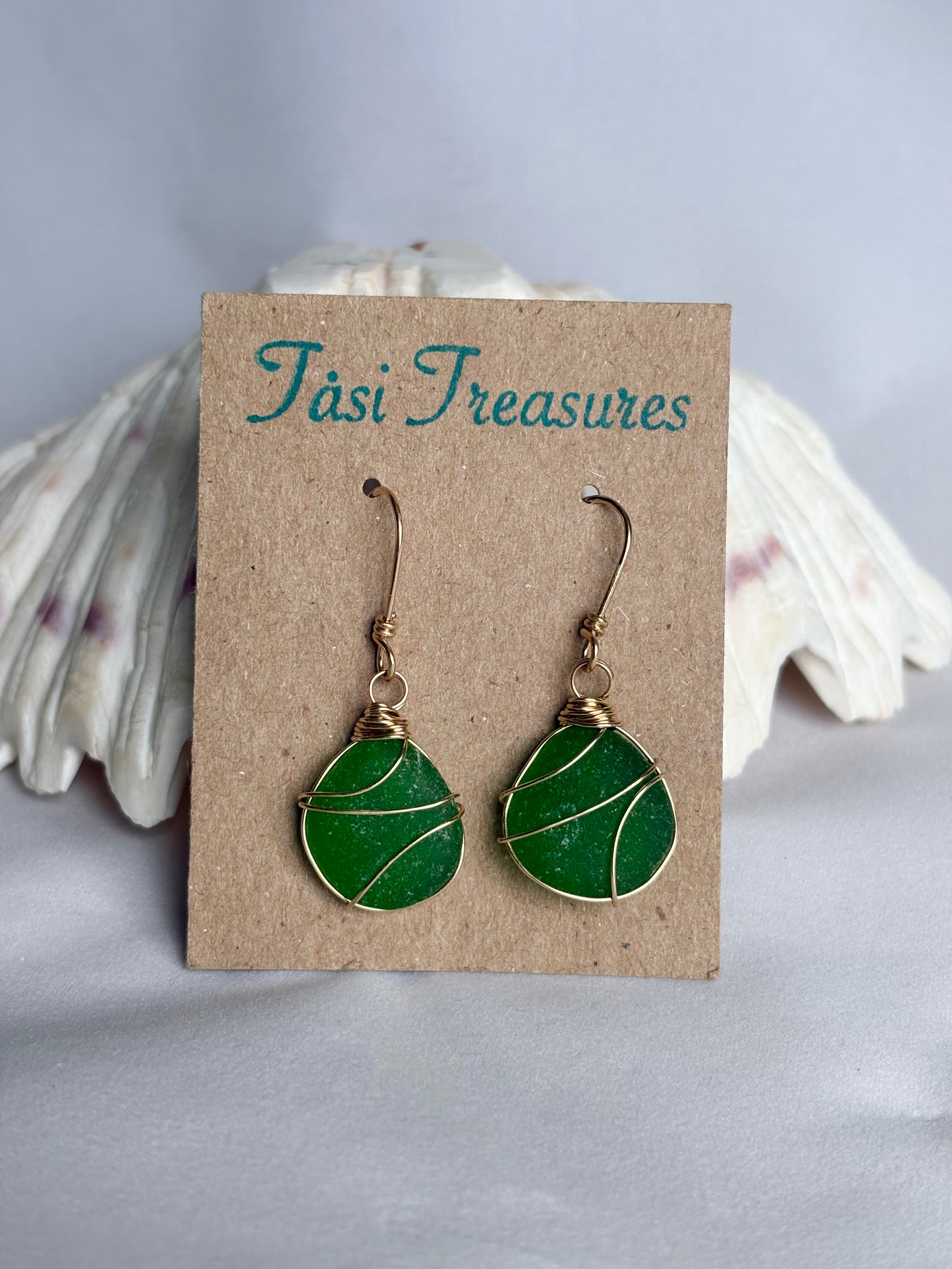 Kelly Green Sea Glass Earrings