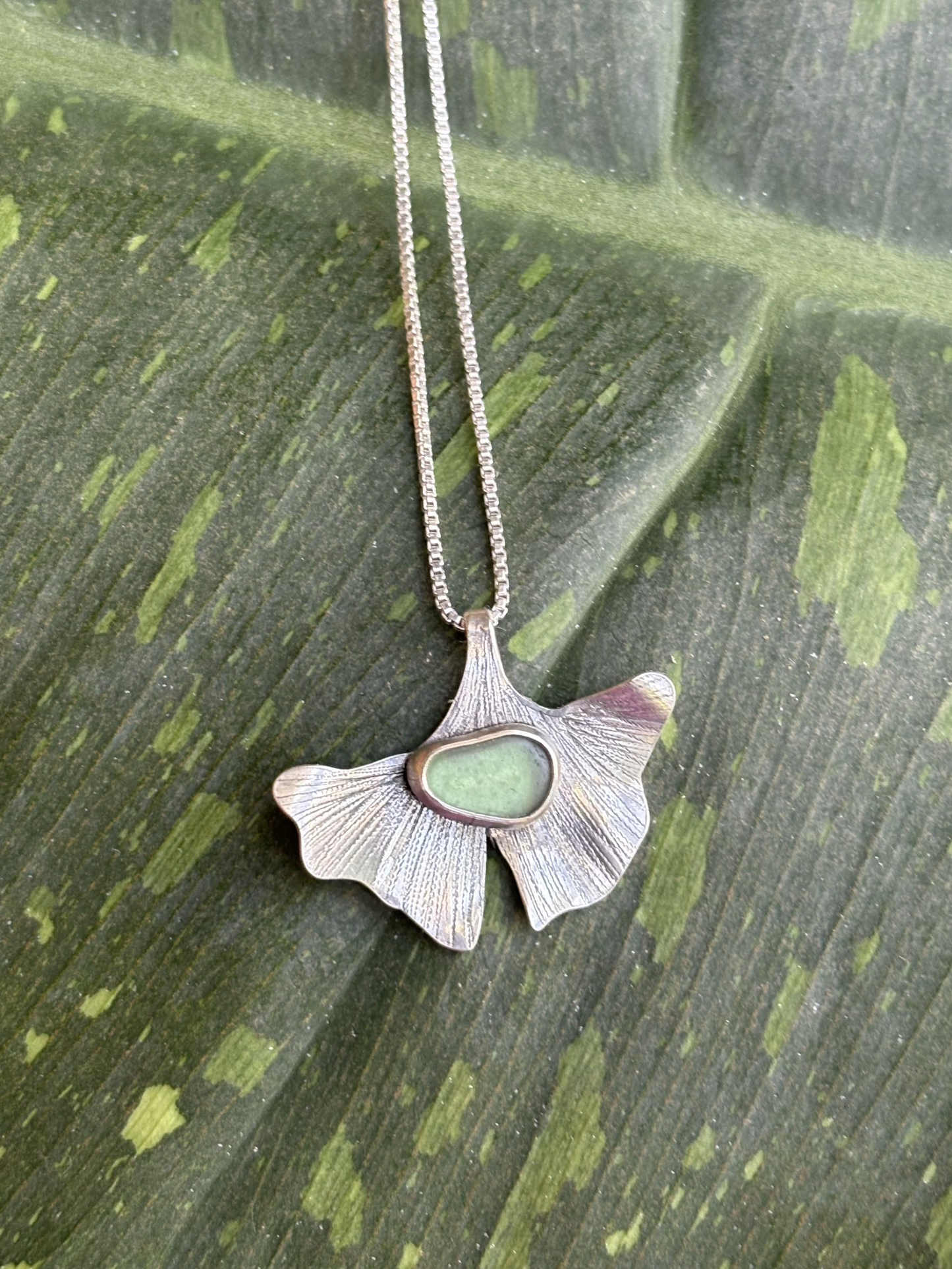 Ginkgo Seaglass Necklace