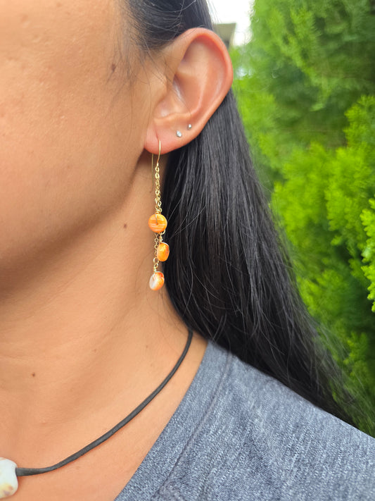 Triple Spondylus Cascade Earring