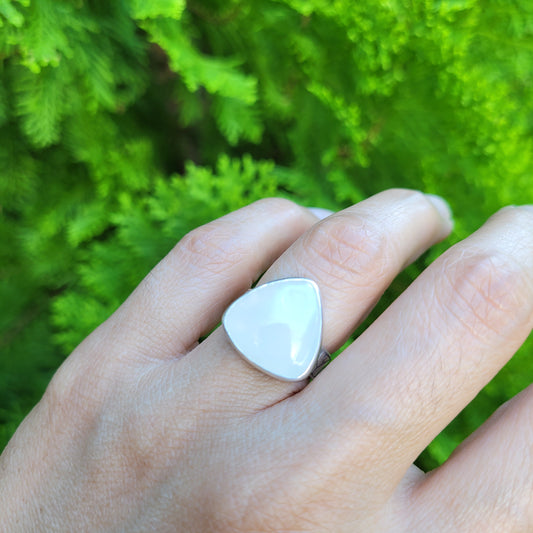 White Agate Ring with Druzy
