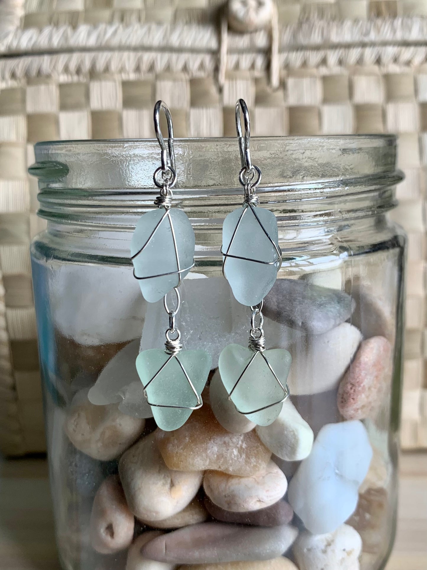 Wire-wrapped Sea Glass Earrings