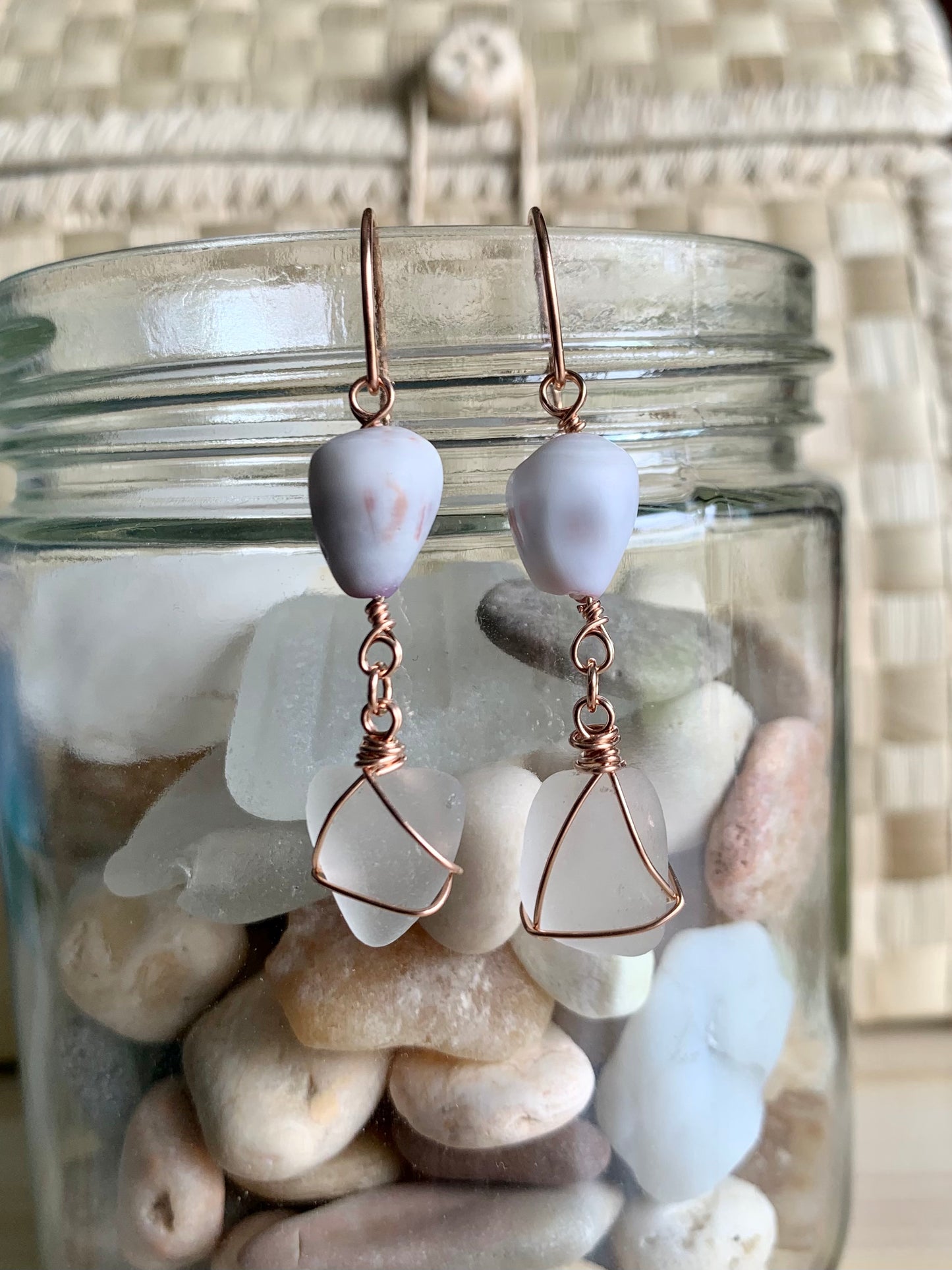 Wire-wrapped Sea Glass Earrings