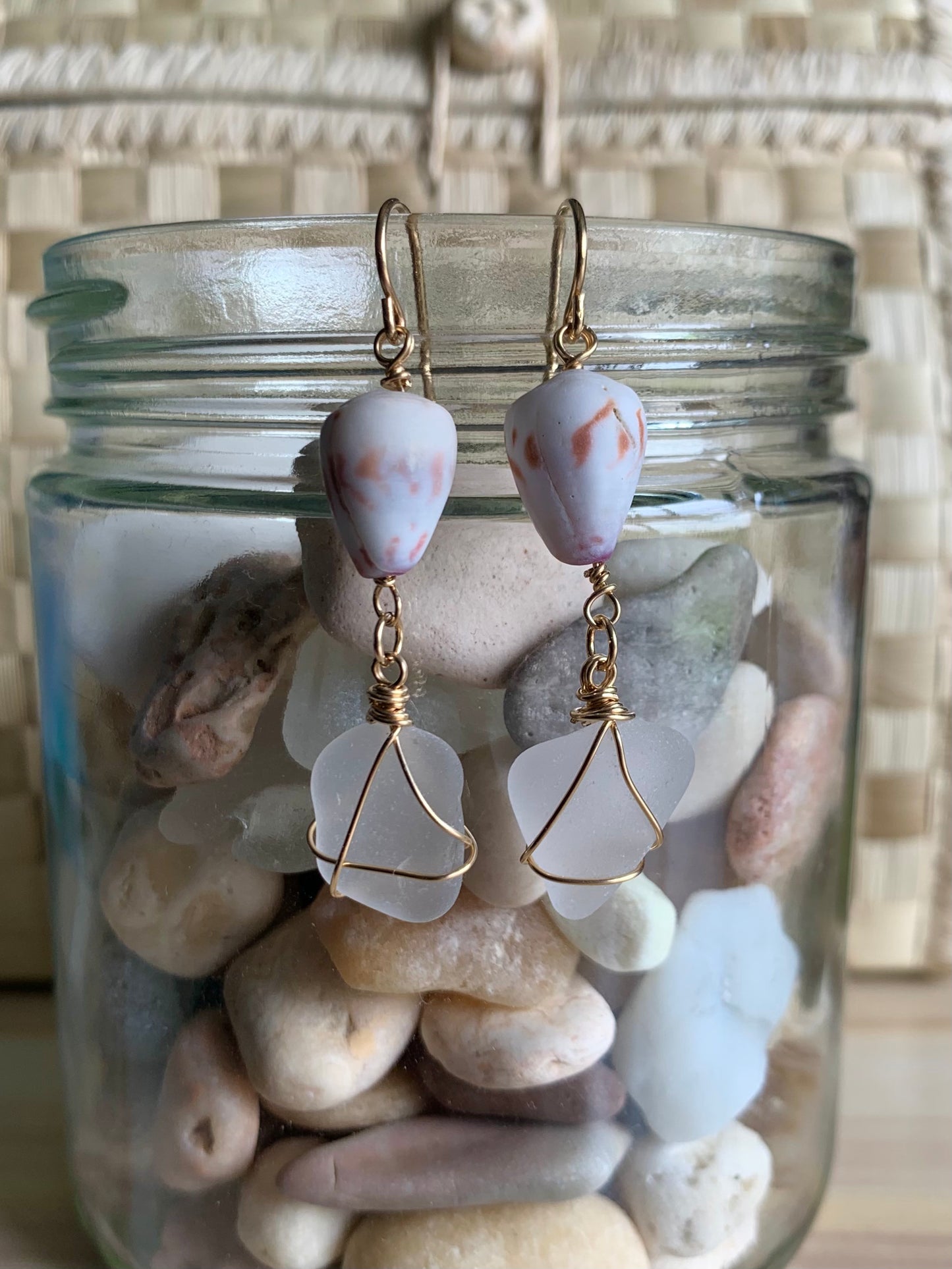 Wire-wrapped Sea Glass Earrings