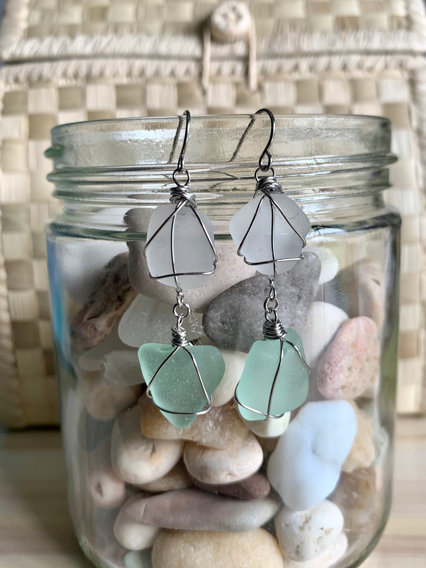 Wire-wrapped Sea Glass Earrings