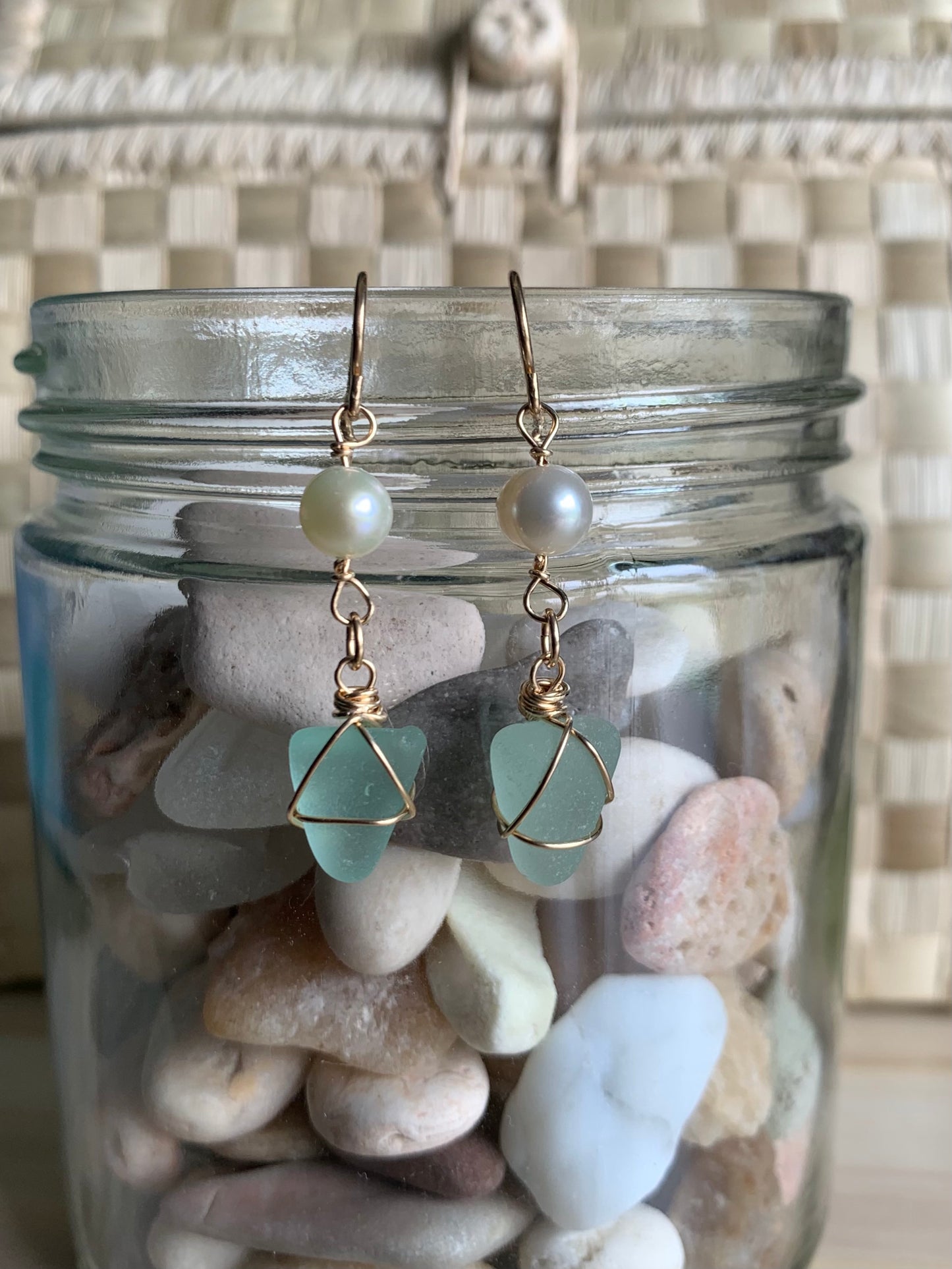 Wire-wrapped Sea Glass Earrings