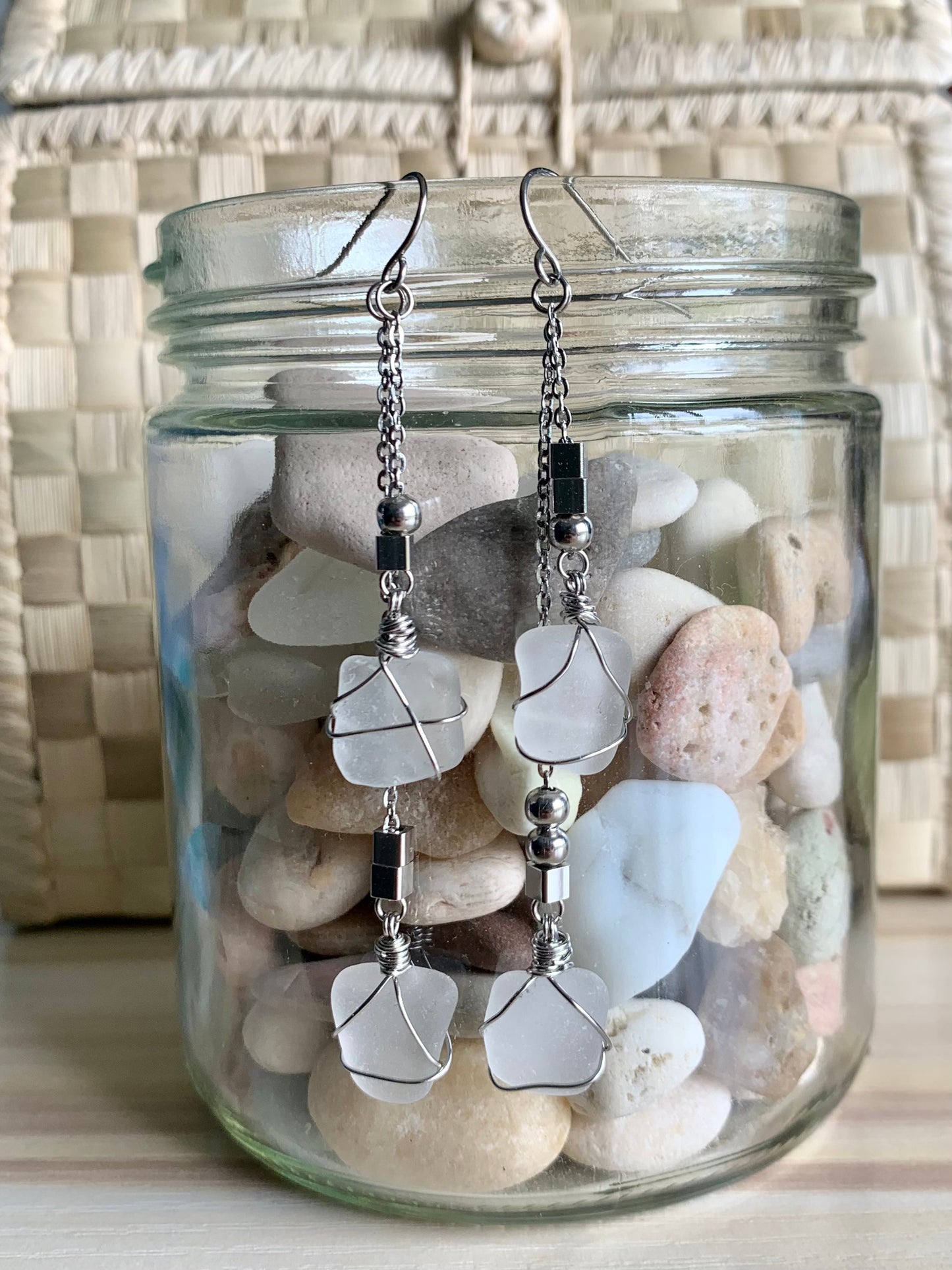 Wire-wrapped Sea Glass Earrings