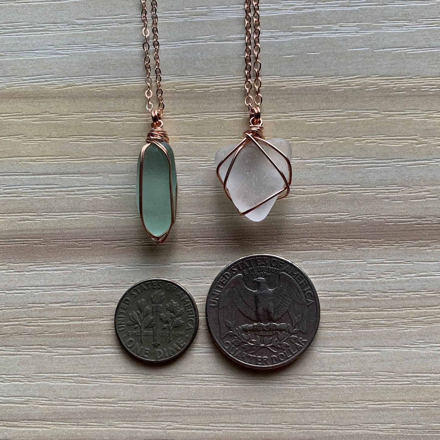 14K Rose Gold-filled Sea Glass Necklaces