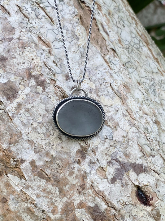 Grey Scottish Sea Glass Necklace