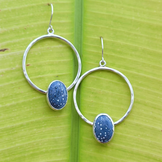 Blue Coral Hoop Earrings