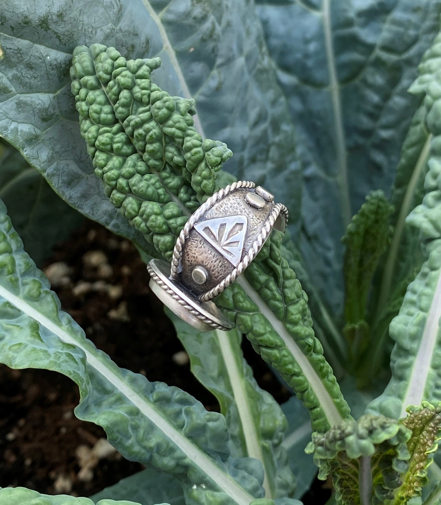 Green Seaglass Statement Ring