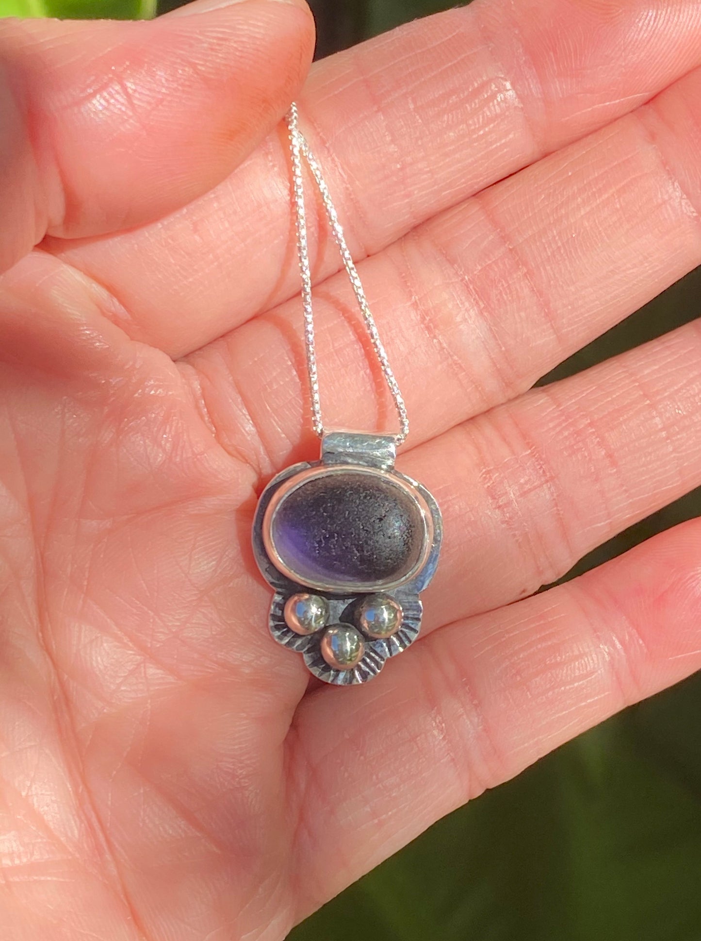 English Multi Sea Glass Jellyfish Necklace